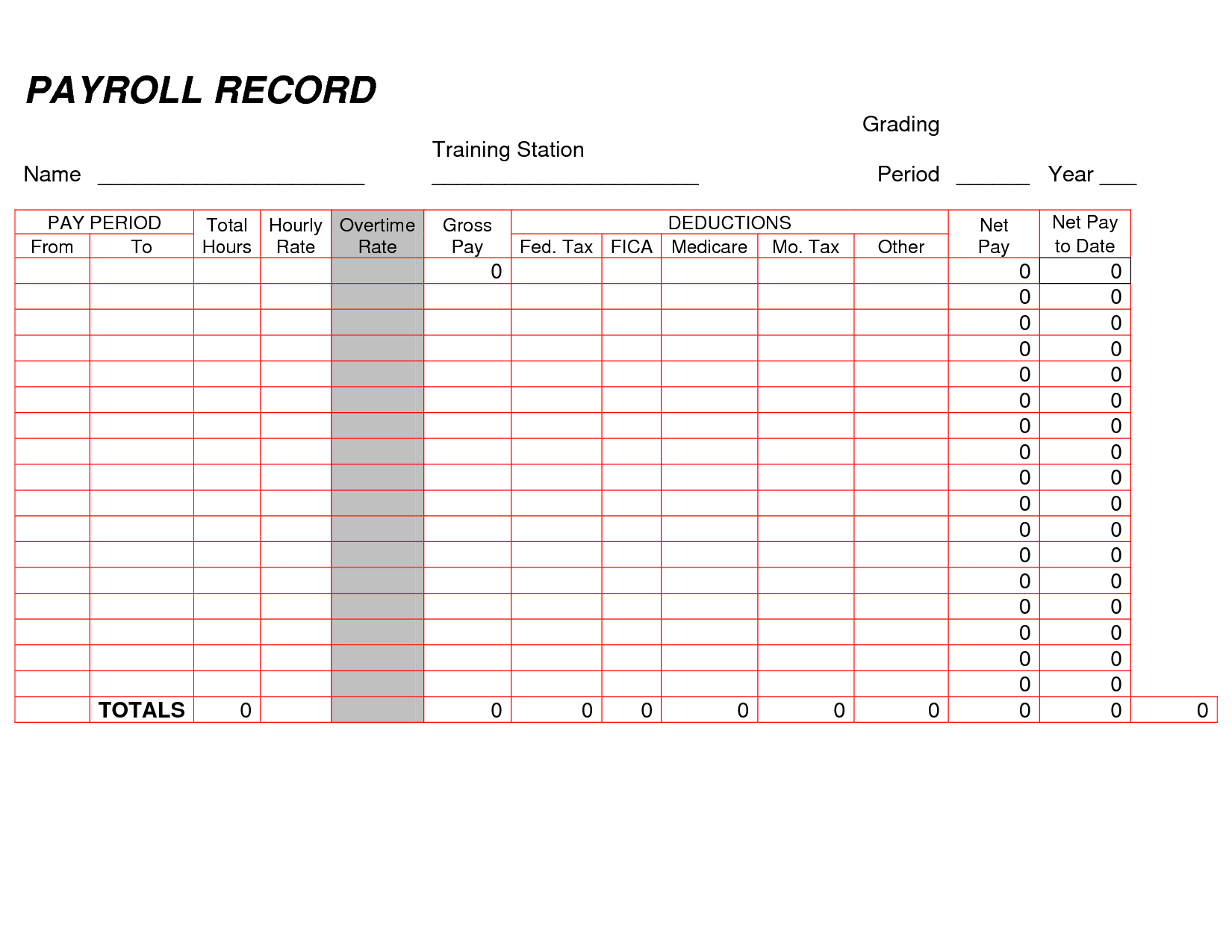 Payroll Statement Template And Printable Payroll Ledger Intended For Blank Ledger Template