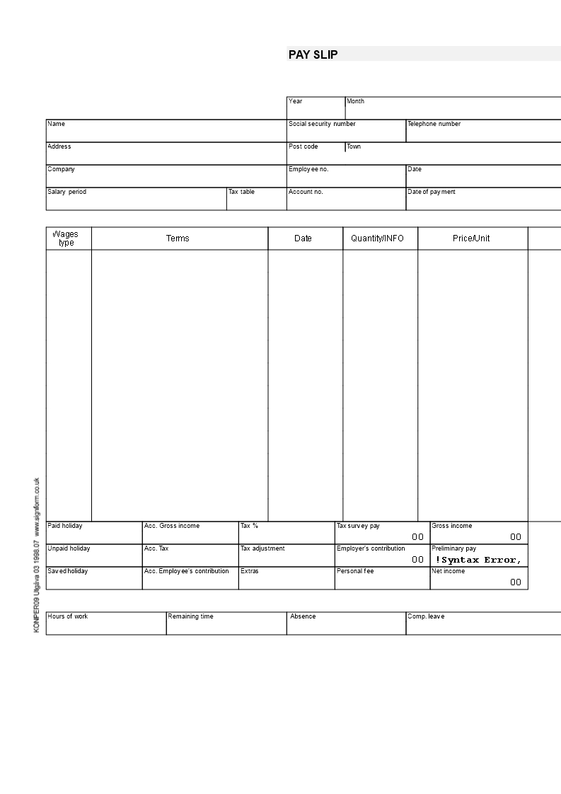 Payslip Template | Templates At Allbusinesstemplates With Blank Payslip Template