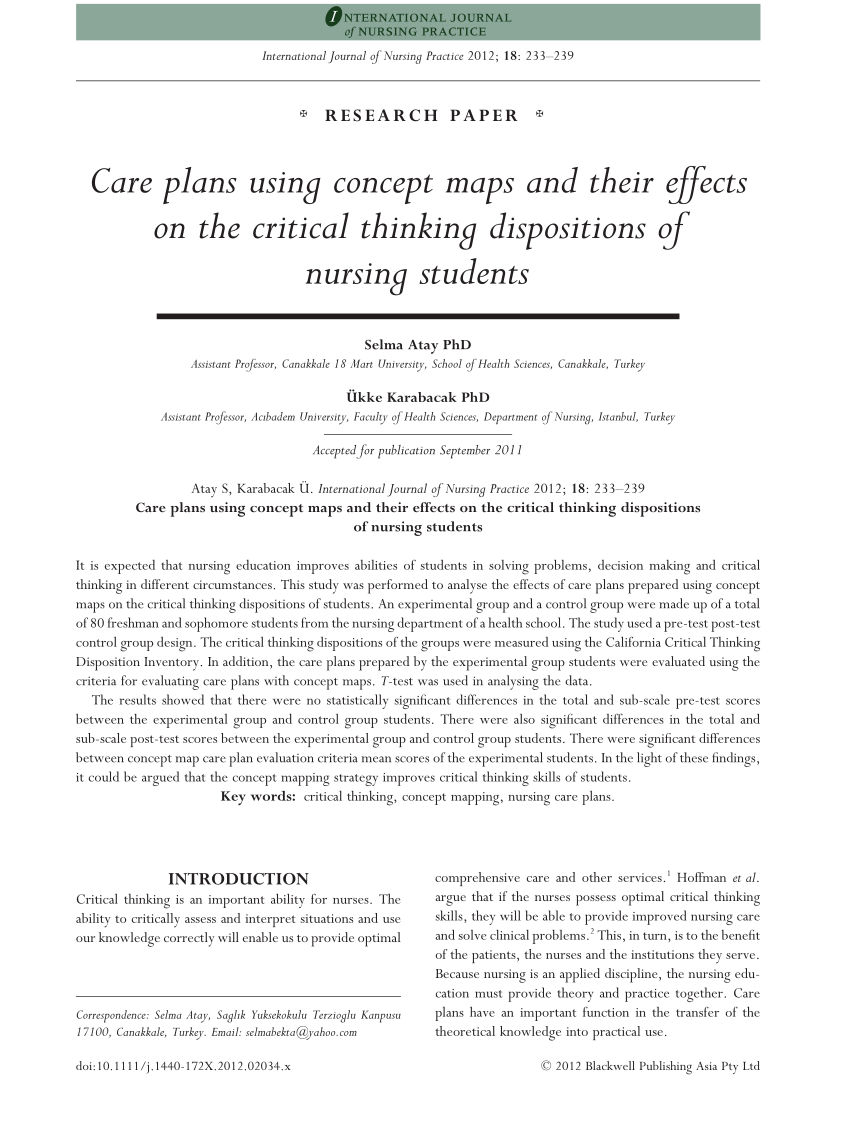 Pdf) Care Plans Using Concept Maps And Their Effects On The Pertaining To Nursing Care Plan Template Word