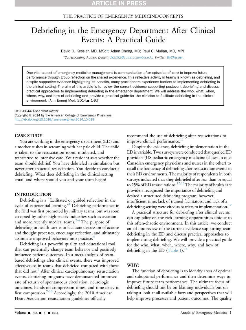 Pdf) Debriefing In The Emergency Department After Clinical Throughout Event Debrief Report Template
