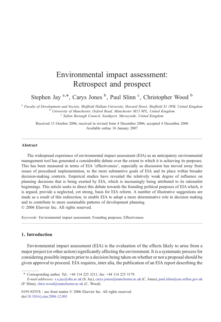 Pdf) Environmental Impact Assessment: Retrospect And Prospect Within Environmental Impact Report Template