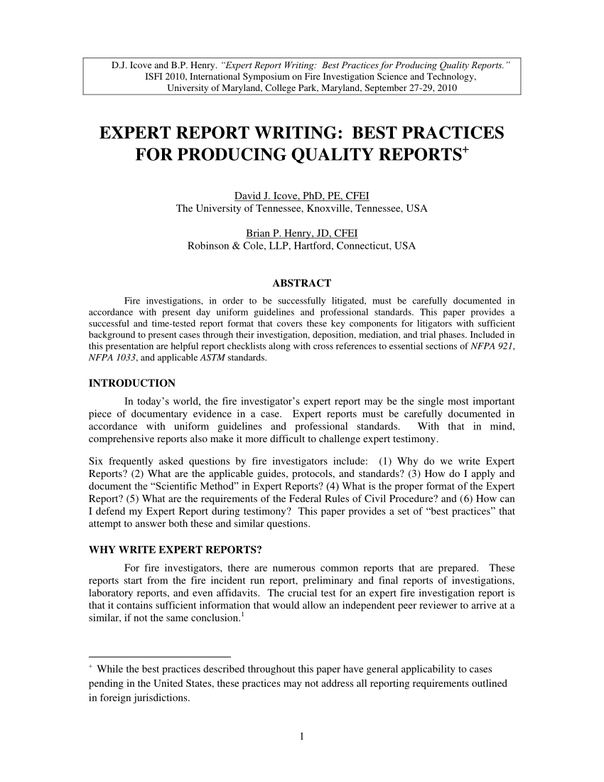 Pdf) Expert Report Writing: Best Practices For Producing Throughout Medical Legal Report Template