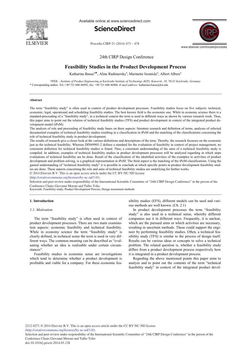 Pdf) Feasibility Studies In The Product Development Process Within Technical Feasibility Report Template