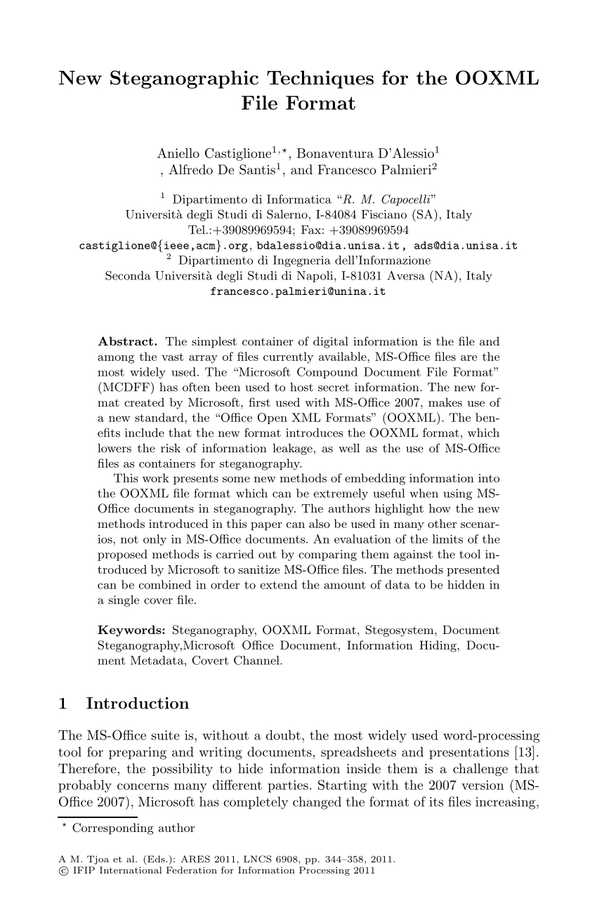 Pdf) New Steganographic Techniques For The Ooxml File Format Intended For Ieee Template Word 2007