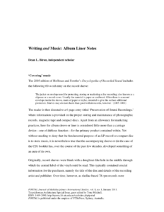 Pdf) Writing And Music: Album Liner Notes with Cd Liner Notes Template Word