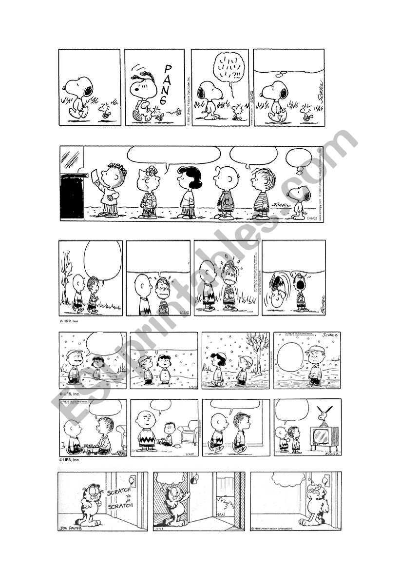 Peanuts & Garfield Blank Comic Strips 1/5 – Esl Worksheet Within Printable Blank Comic Strip Template For Kids