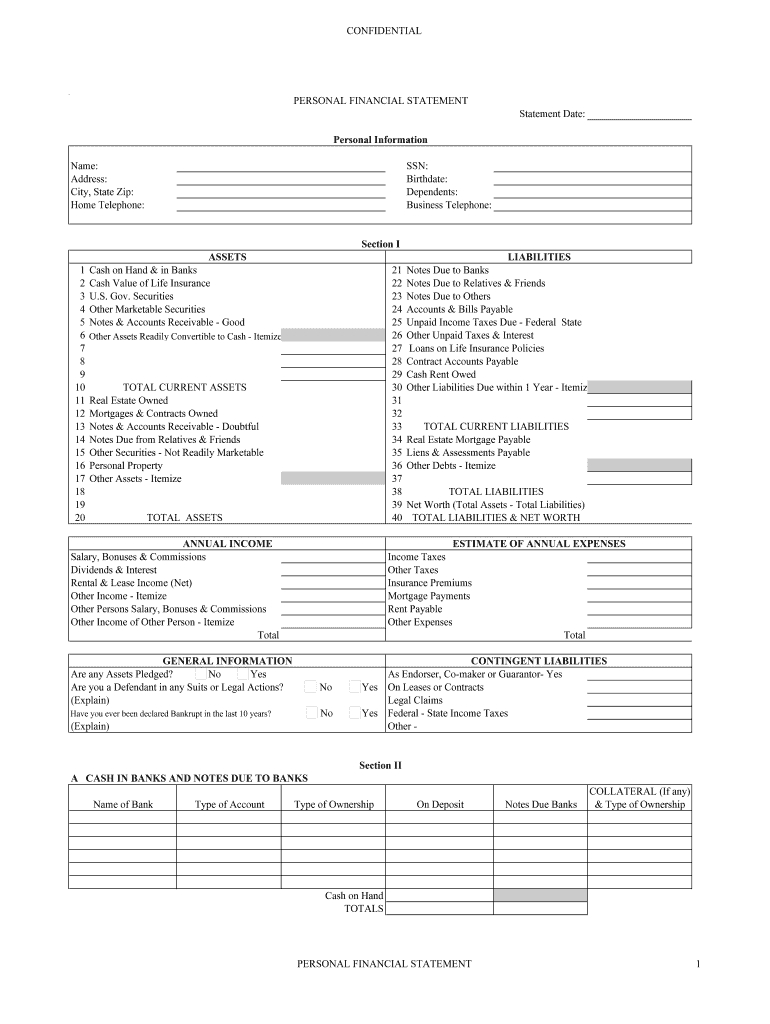 Personal Financial Statement Form – Fill Online, Printable Pertaining To Blank Personal Financial Statement Template