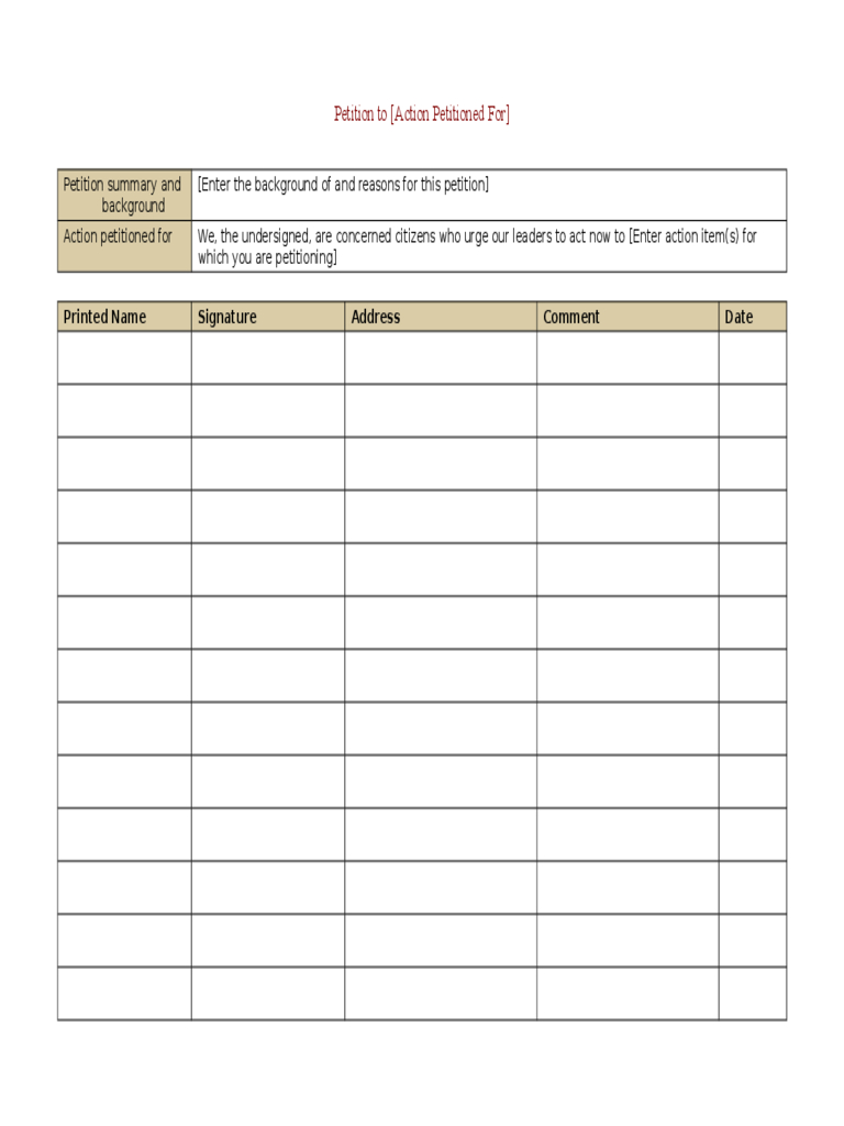 Petition Template – 4 Free Templates In Pdf, Word, Excel With Regard To Blank Petition Template