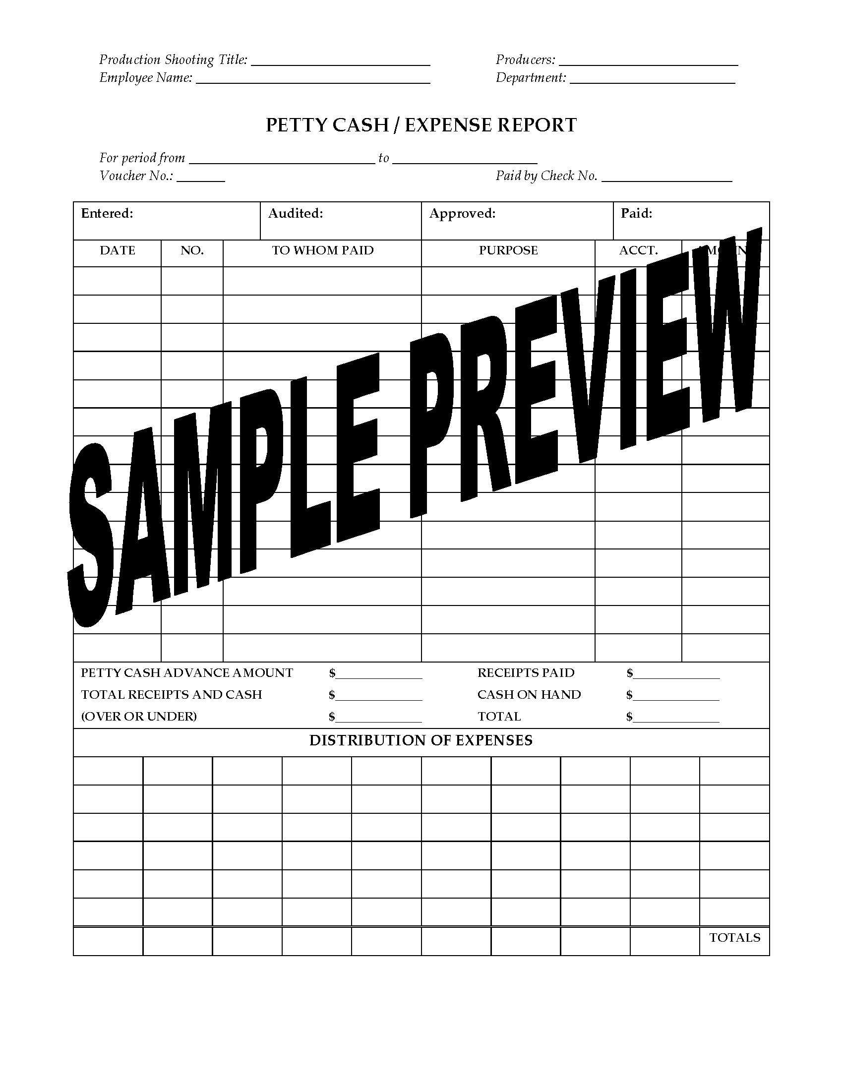 Petty Cash Expense Report For Film Or Tv Production Within Petty Cash Expense Report Template