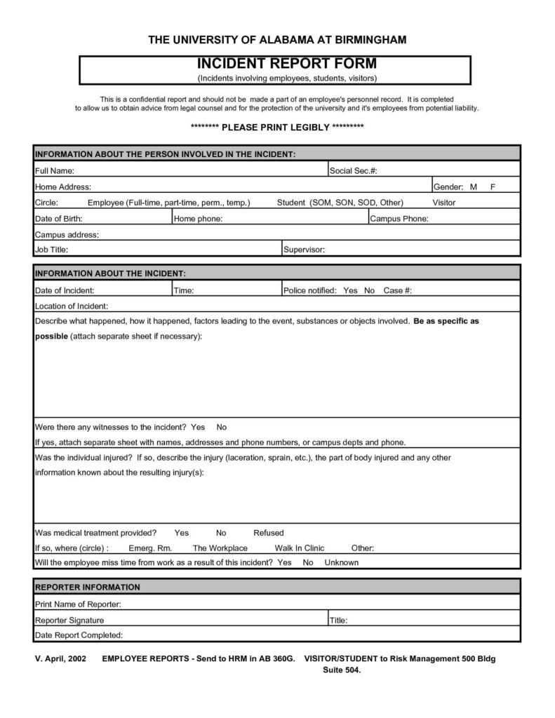 Physical Security Incident Report Template And Accident For Incident Report Form Template Word