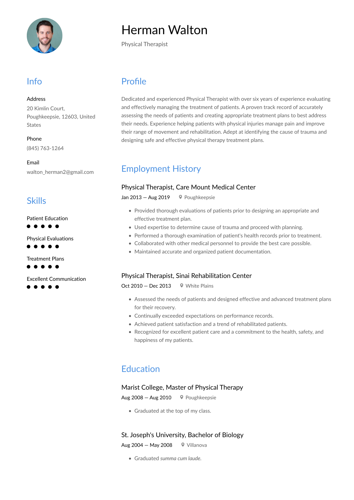Physical Therapist Resume Templates 2020 (Free Download Inside History And Physical Template Word