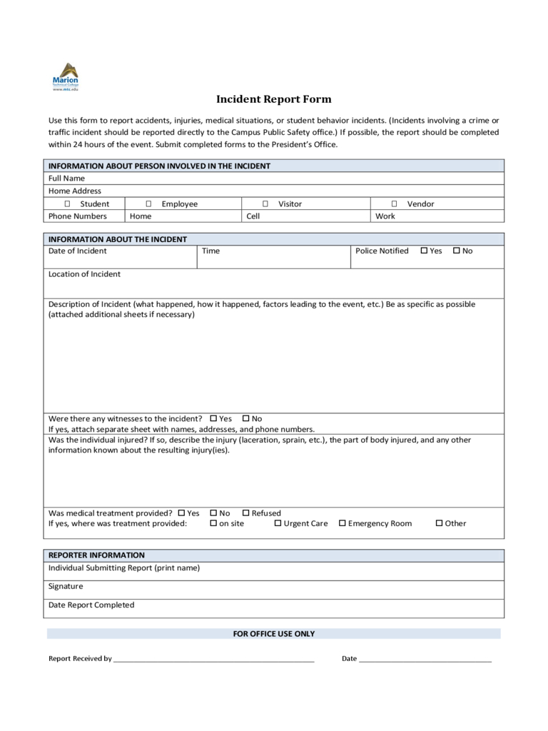 Police Incident Report Form – 3 Free Templates In Pdf, Word Pertaining To Office Incident Report Template