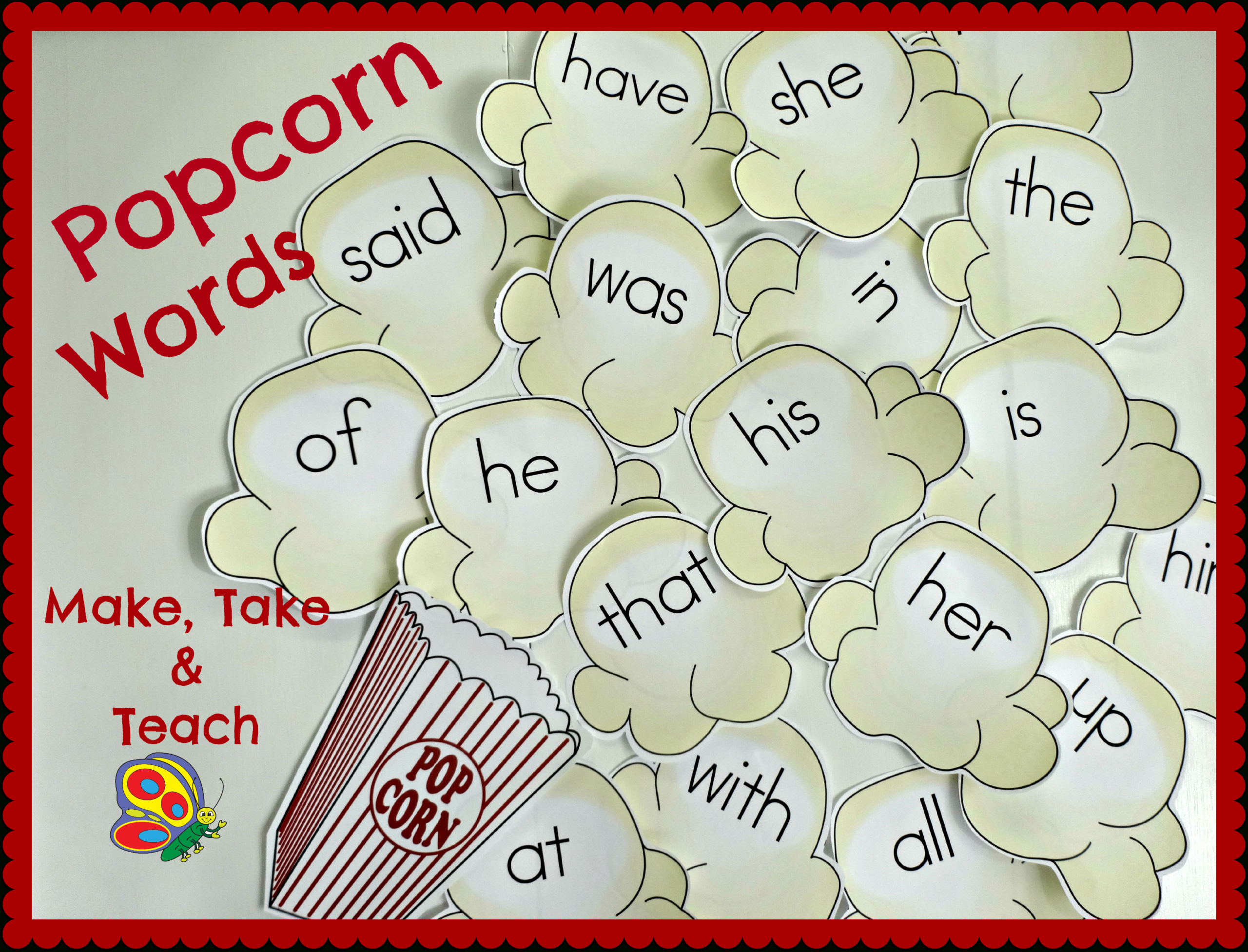 Popcorn Words – Make Take & Teach Within Bulletin Board Template Word