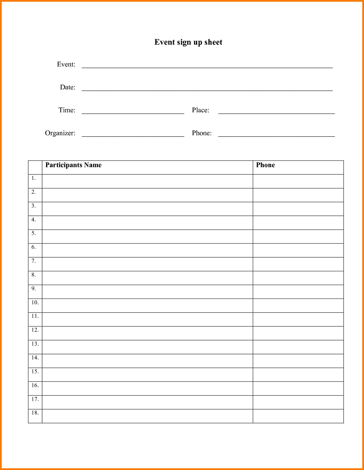 Potluck List Template ] – Sign Up Sheets Potluck Sign Up Intended For Free Sign Up Sheet Template Word