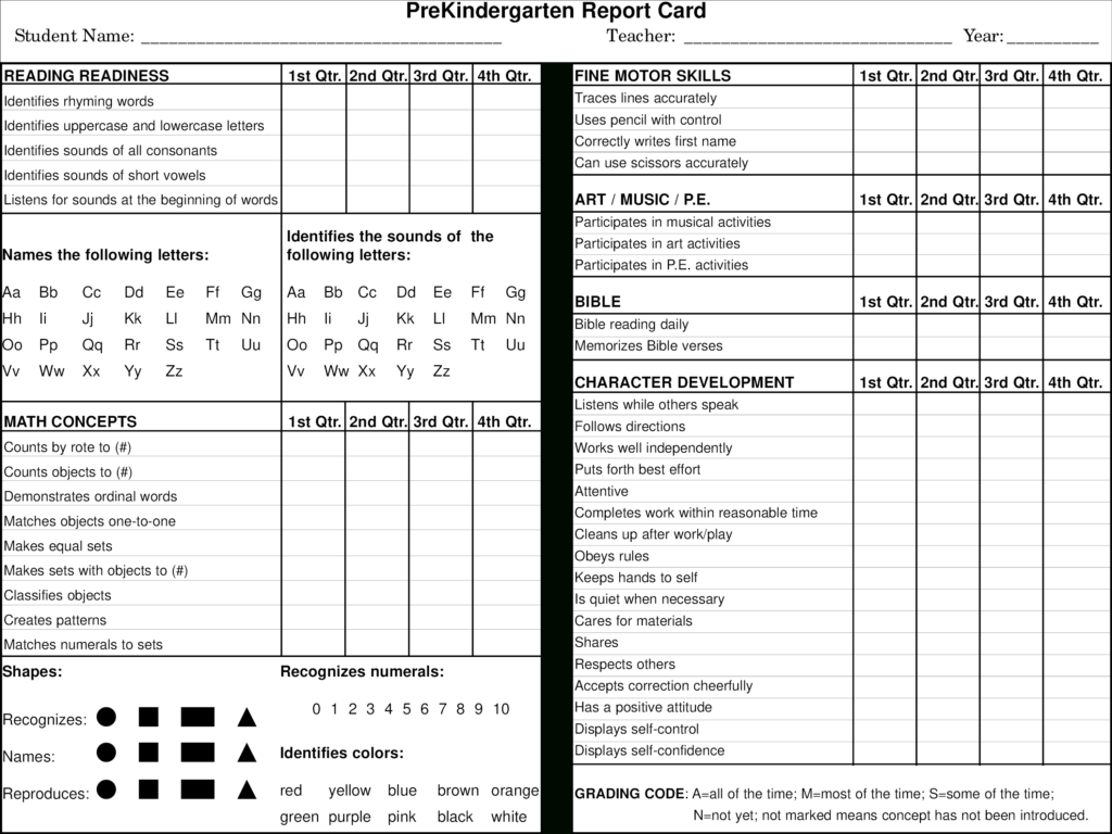 Preschool Report Card Main Image – Preschool Progress Report Inside ...