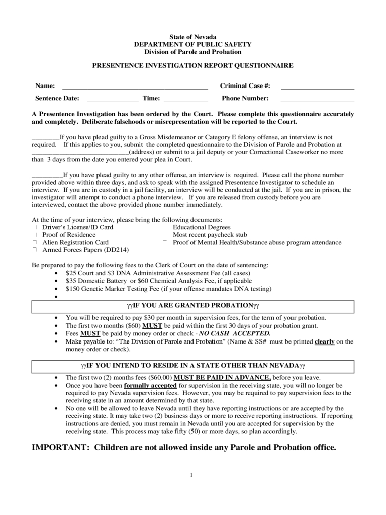 Presentence Investigation Report Form - 2 Free Templates In Regarding Presentence Investigation Report Template