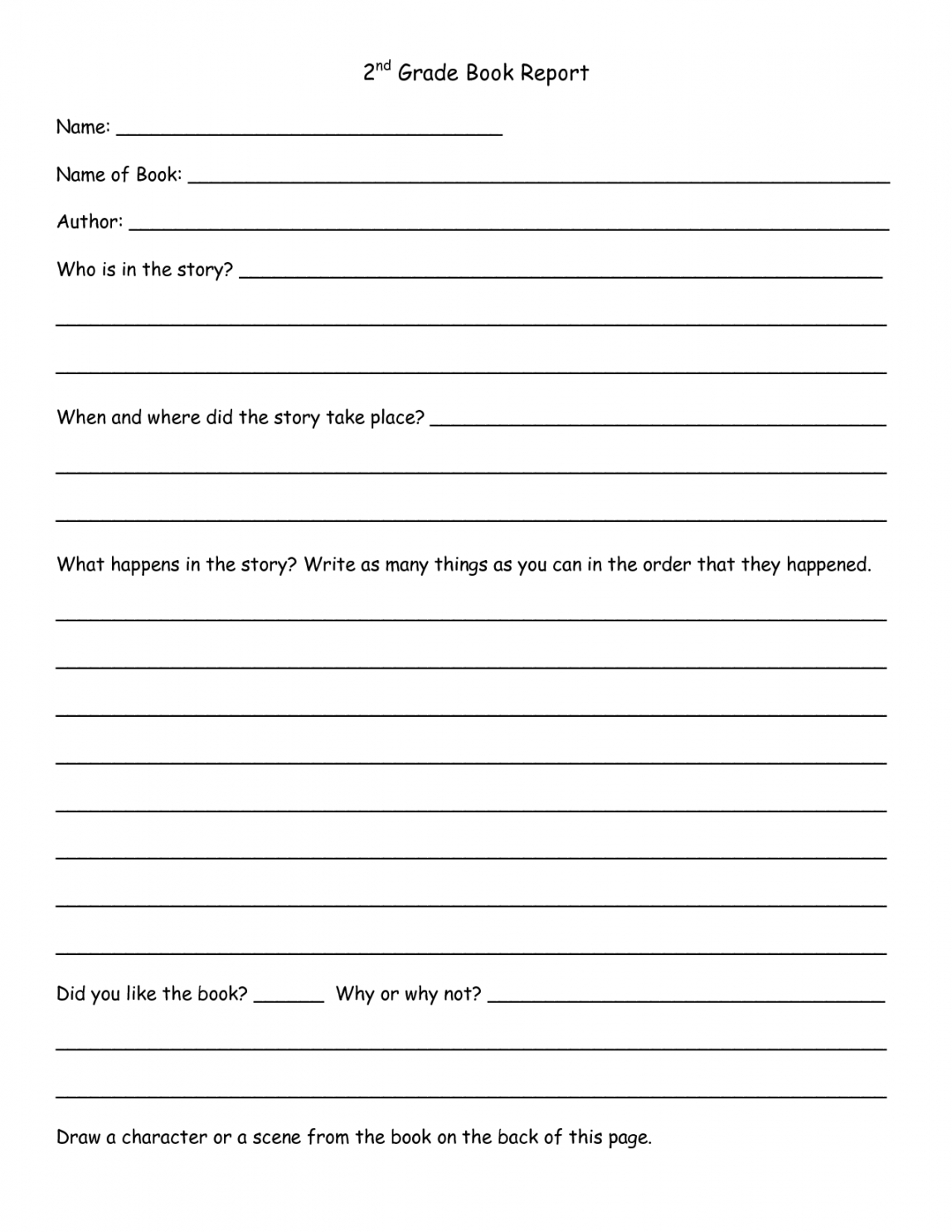Printable 2Nd Grade Book Report Template Google Search 2Nd Throughout Story Report Template