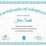 Printable Adoption Certificate Template Inside Blank Adoption Certificate Template