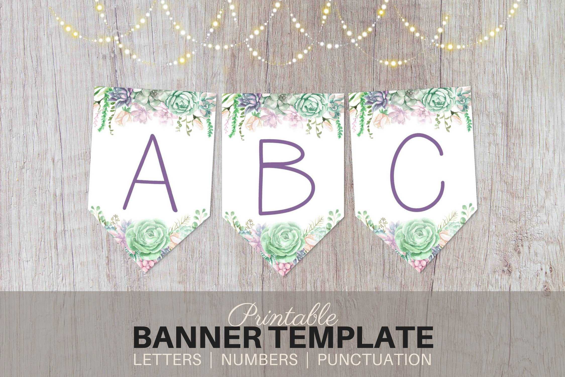 Printable Banner Template – Watercolor Succulents – Editable Printable  Banner Letters Pdf Bridal Shower, Birthday, Baby Shower, Party Banner Inside Bridal Shower Banner Template
