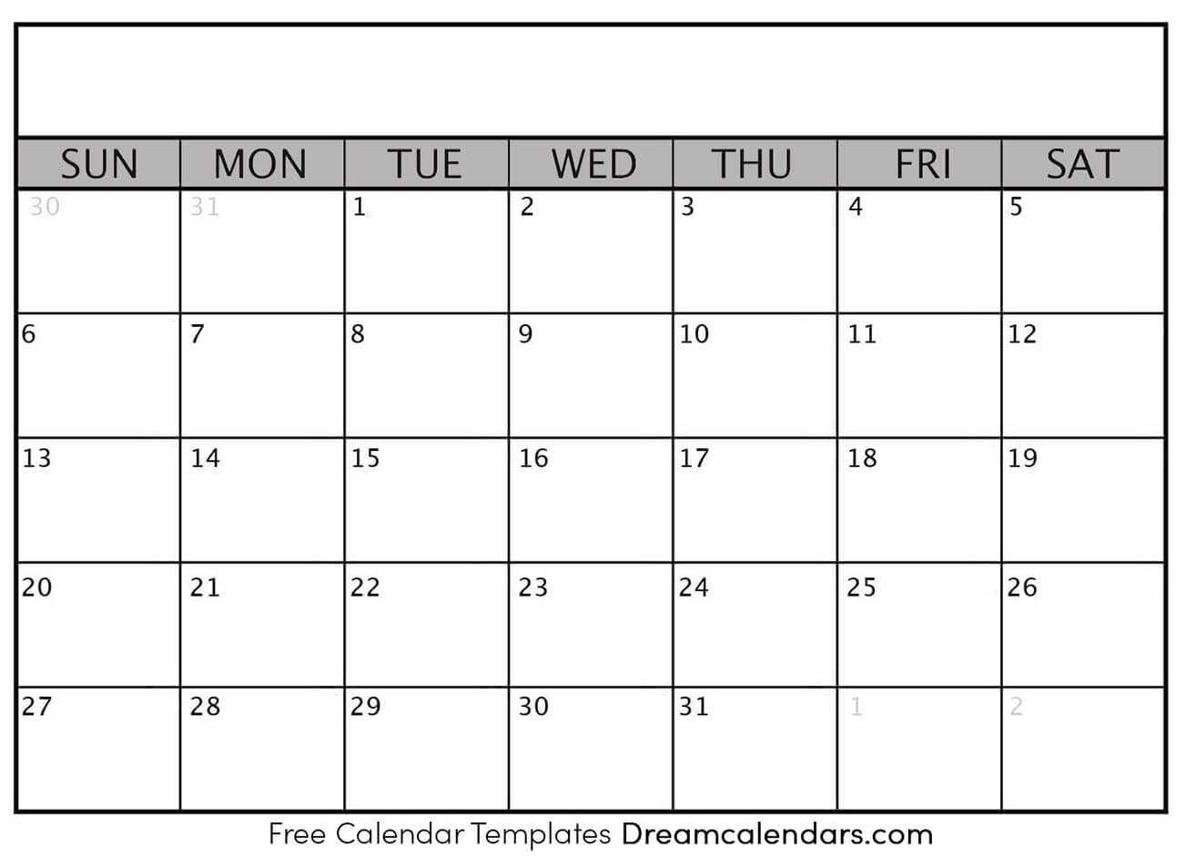 Printable Blank Calendar 2020 | Dream Calendars With Regard To Blank Activity Calendar Template