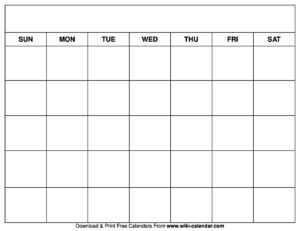 Printable Blank Calendar Templates throughout Full Page Blank Calendar Template