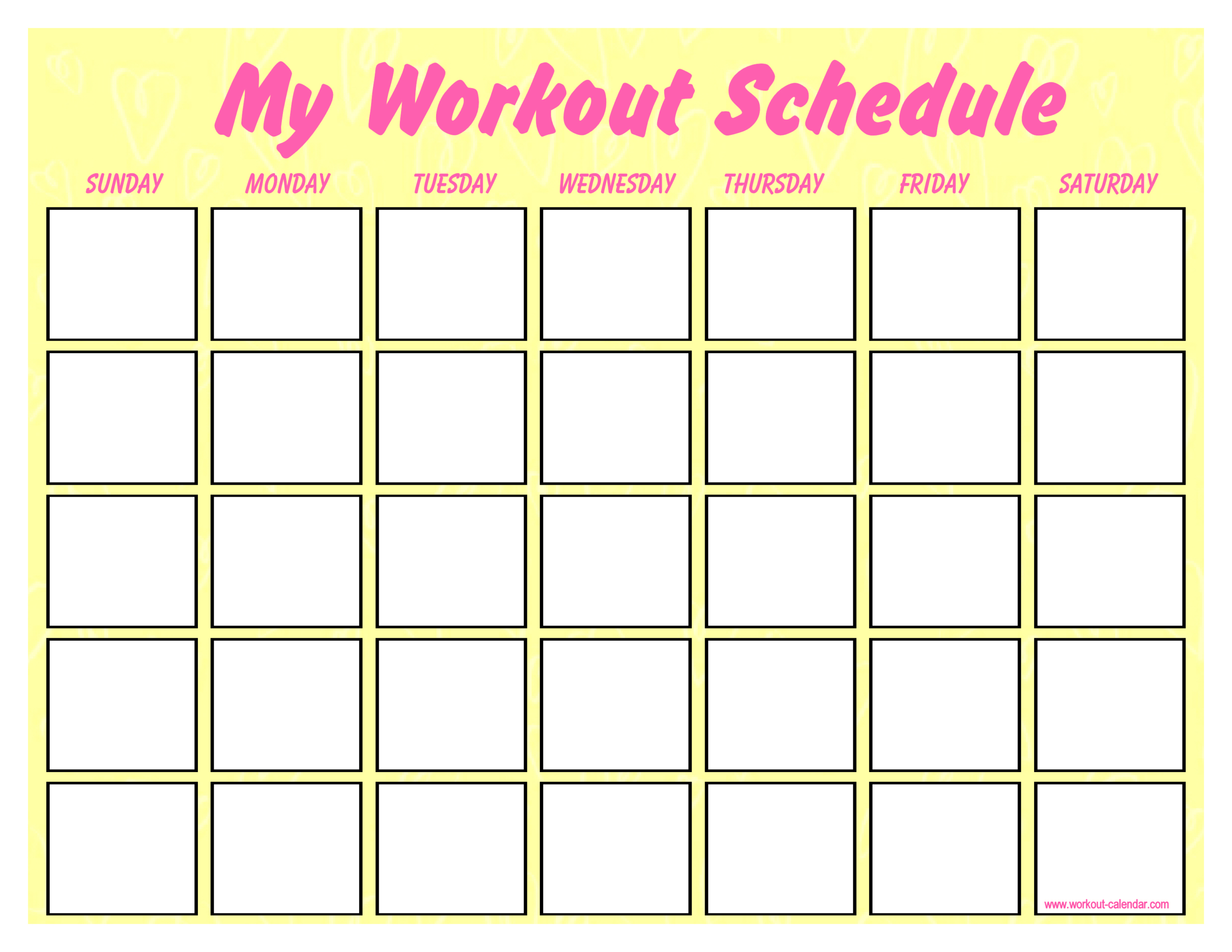 Printable Blank Workout Schedule | Templates At Pertaining To Blank Workout Schedule Template