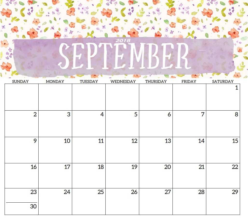 Printable Calendar September 2018 For Kids | Printable 2019 In Blank Calendar Template For Kids