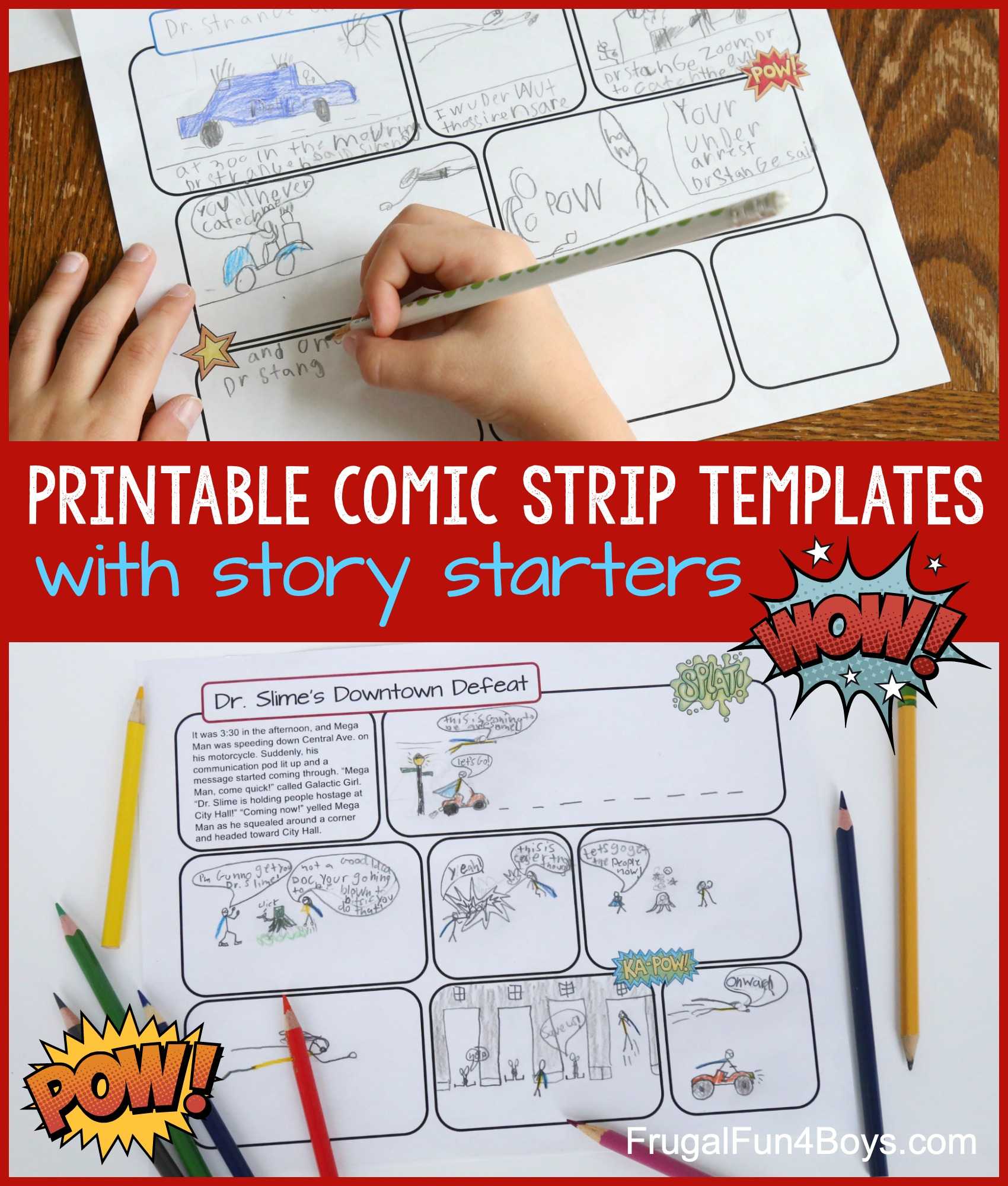 Printable Comic Strip Templates With Story Starters – Frugal Pertaining To Printable Blank Comic Strip Template For Kids