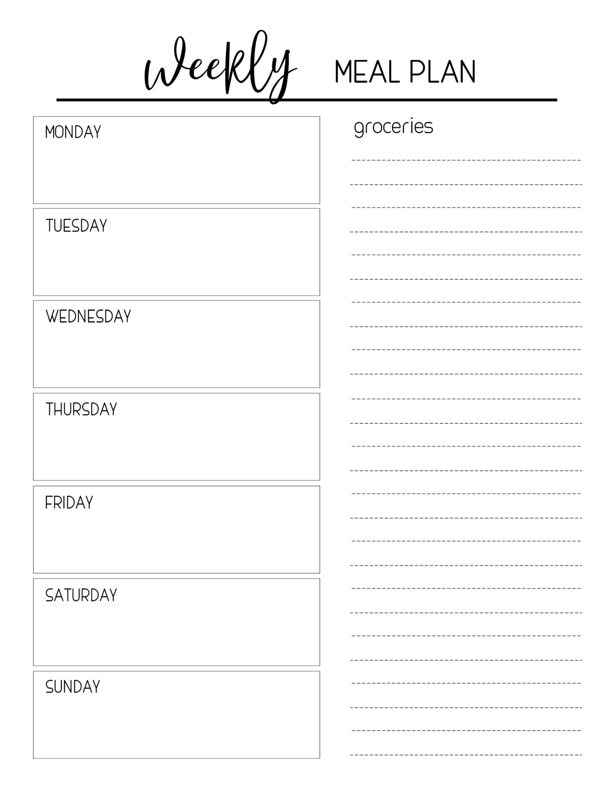 Printable Meal Planning Template – Paper Trail Design With Regard To Blank Meal Plan Template