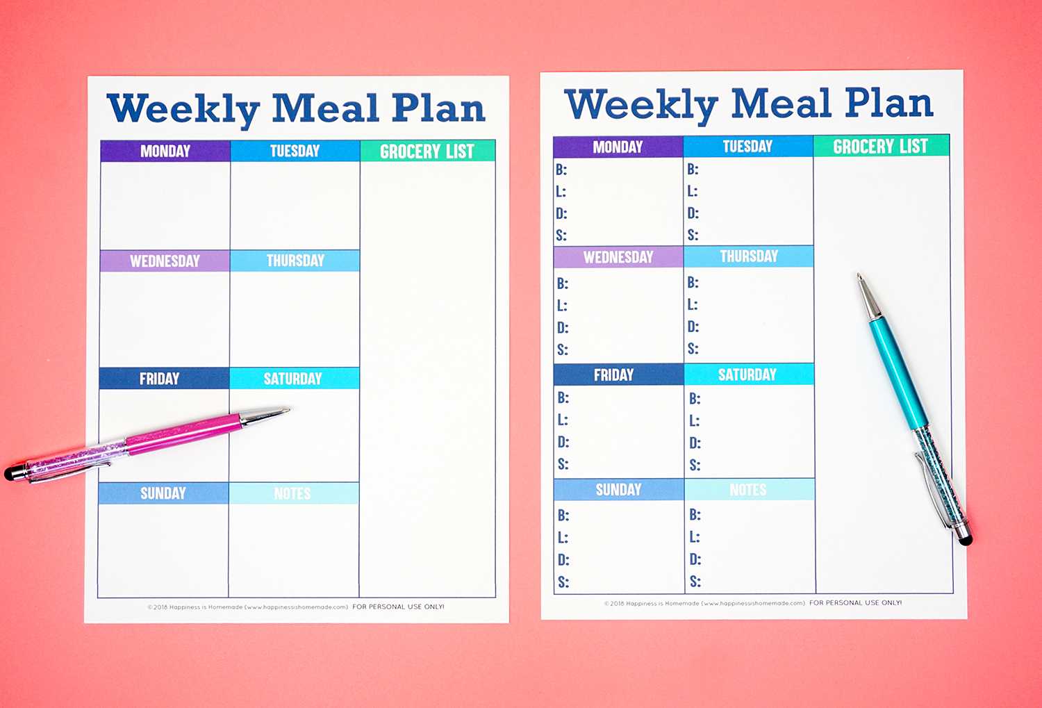 Printable Weekly Meal Planner Template – Happiness Is Homemade Inside Blank Meal Plan Template