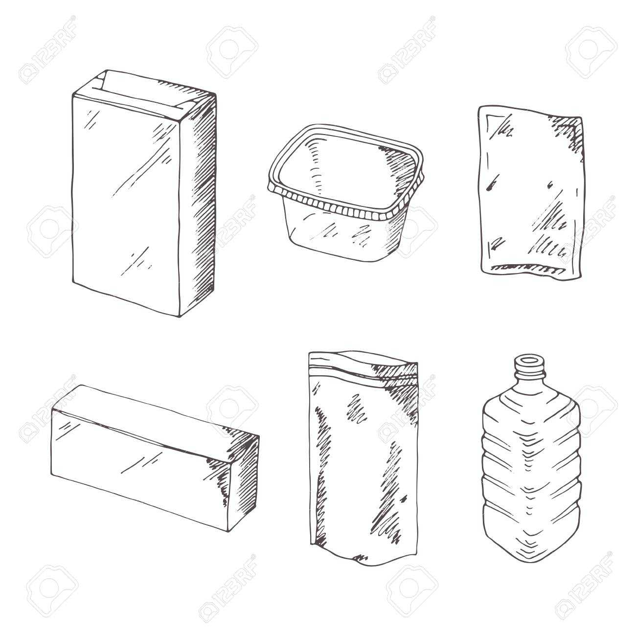 Product Packaging Engraving Set. Mock Up Template Food And Drink.. Inside Blank Food Web Template
