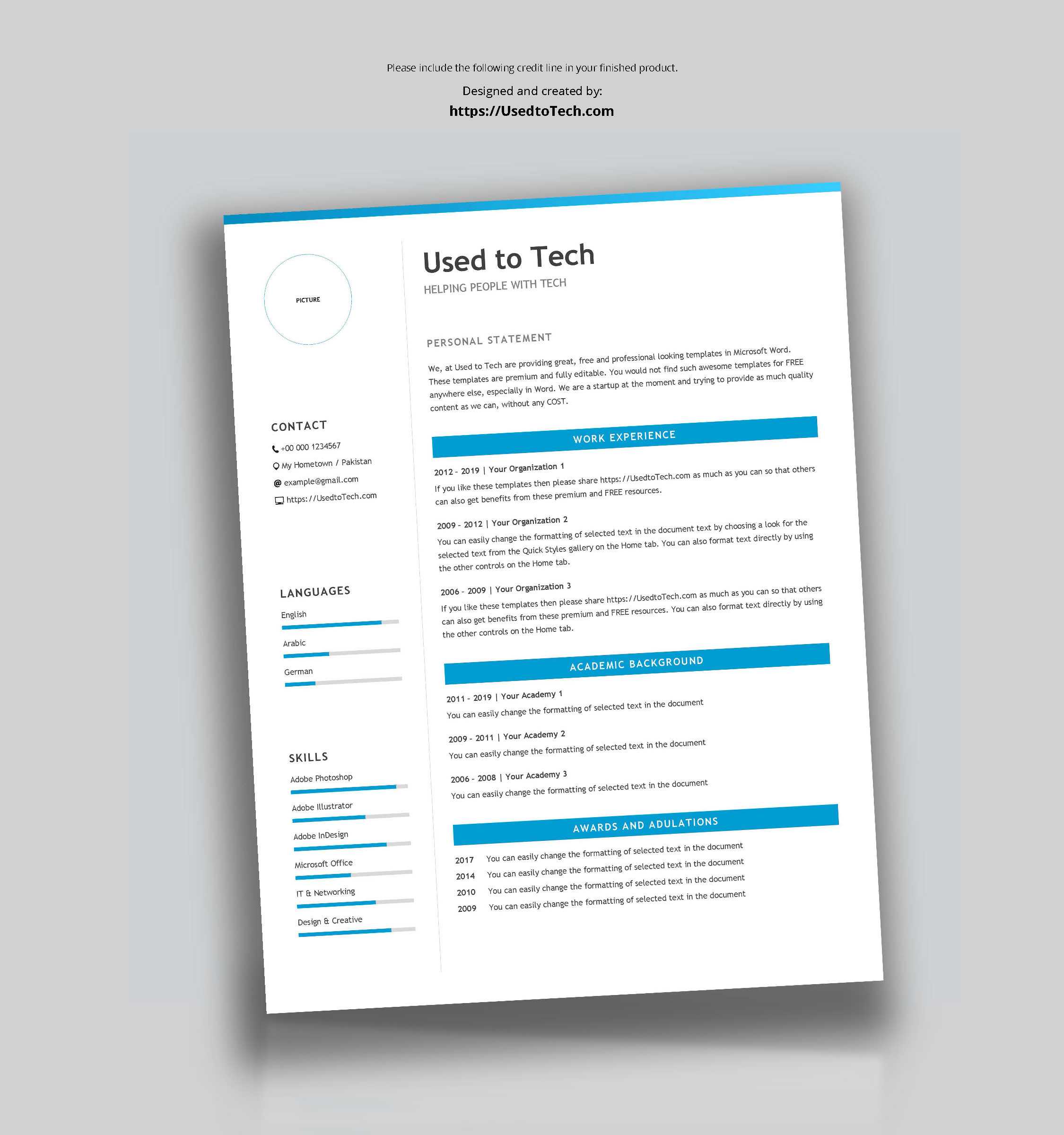 Professional Resume Template In Microsoft Word Free – Used Inside Free Resume Template Microsoft Word