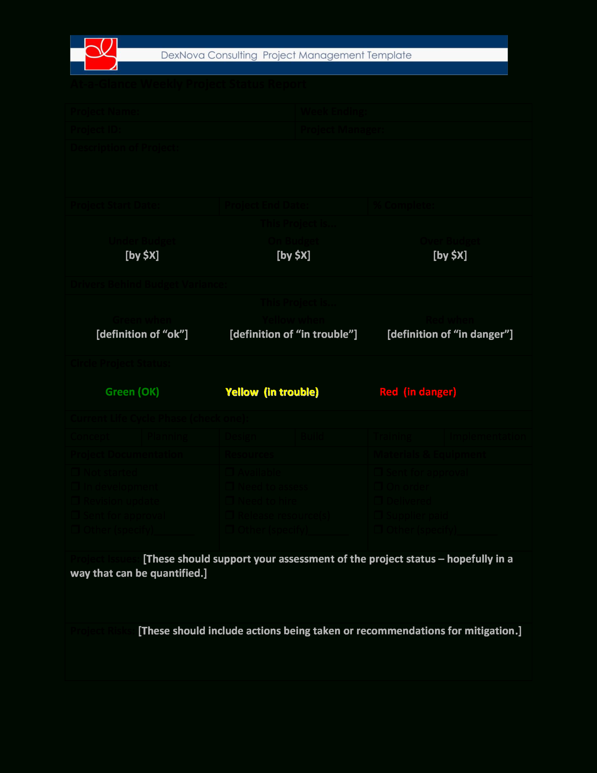 Project Weekly Status Report | Templates At Throughout Project Manager Status Report Template