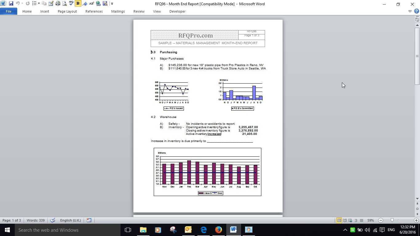 Purchasing Month End Report Example - Rfp Templates >> Rfq With Month End Report Template