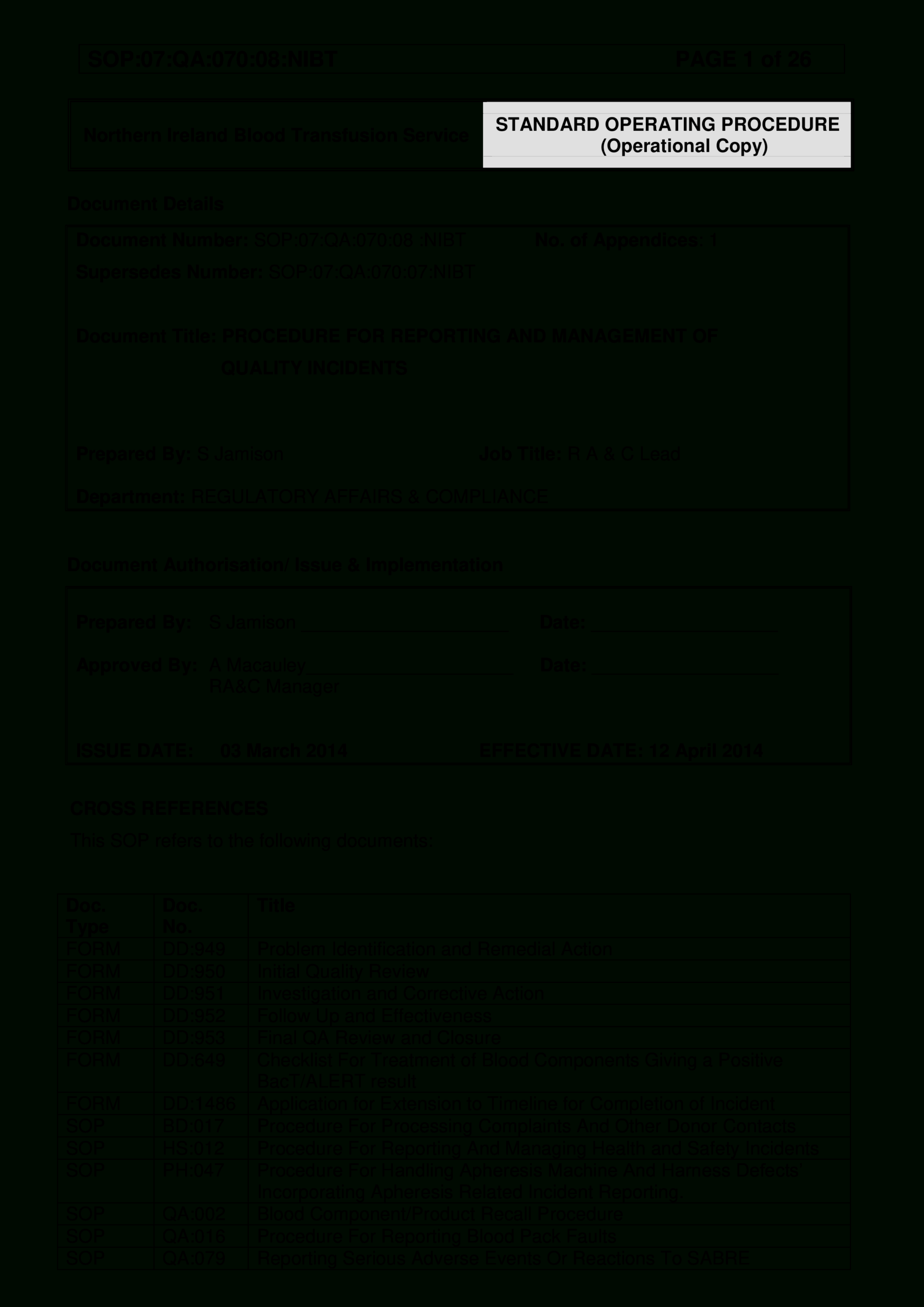 Quality Incident Report Format | Templates At Throughout Investigation Report Template Doc