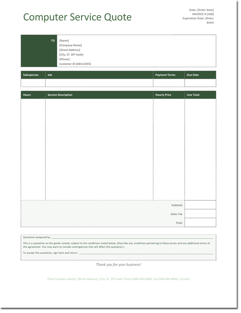 Quotation Templates – Download Free Quotes For Word, Excel With Regard To Web Design Quote Template Word