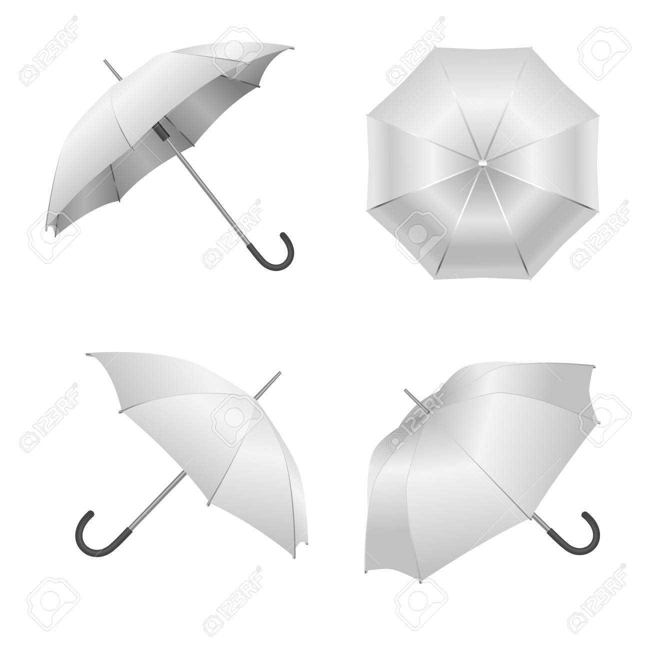 Realistic Detailed 3D White Blank Umbrella Template Mockup Set.. Inside Blank Umbrella Template