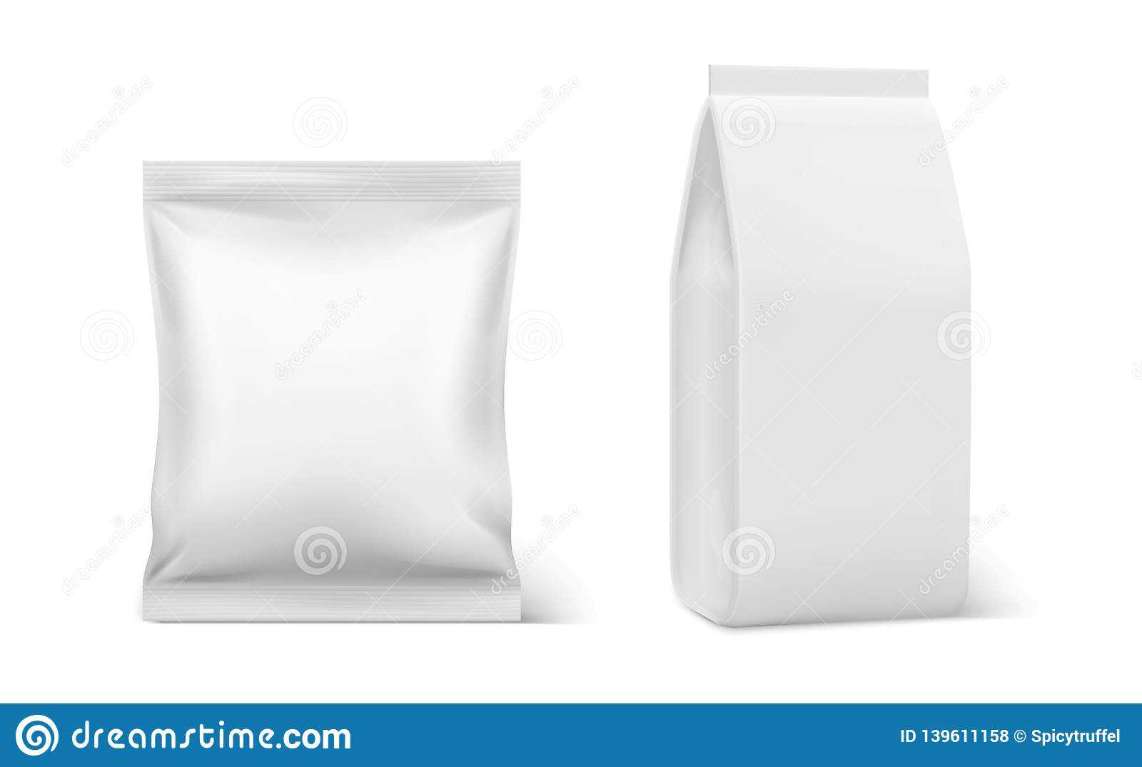Realistic Pillow Pack. Coffee Doy Blank Mockup, Plastic Pertaining To Blank Packaging Templates