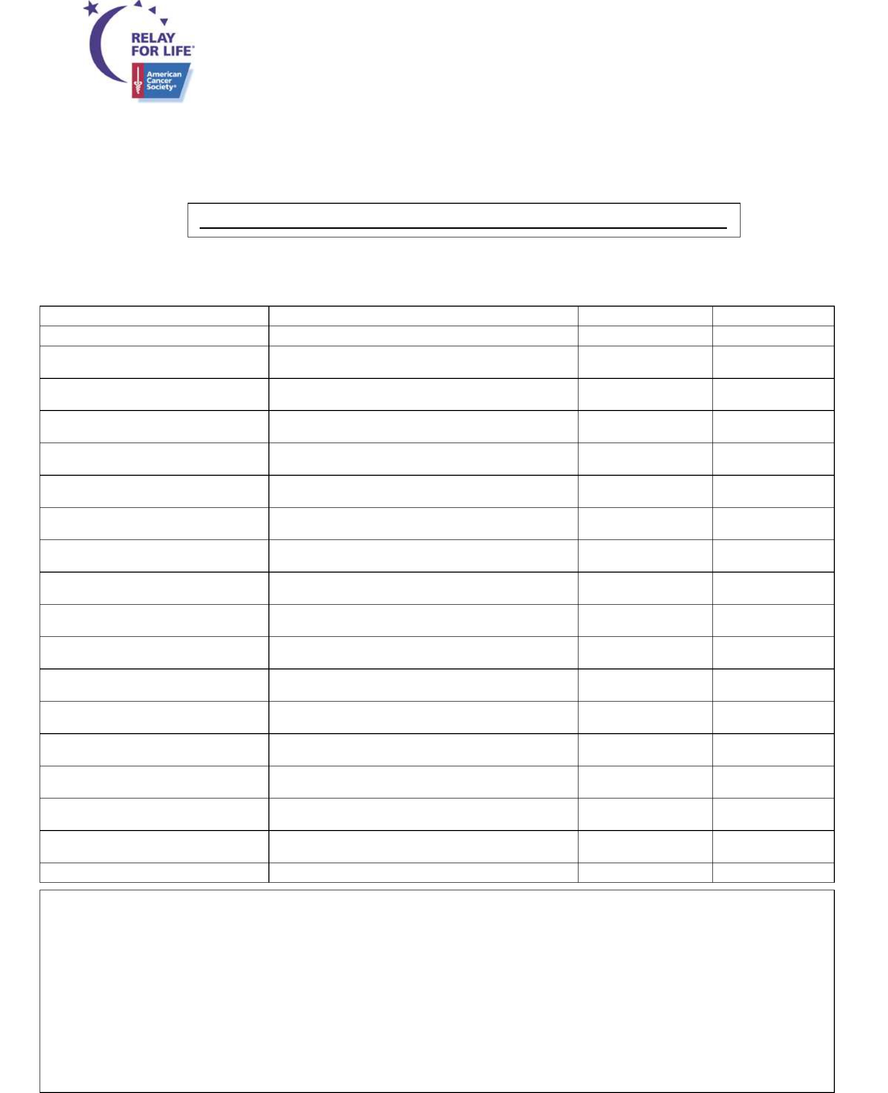Relay For Life Donation Form – America Free Download Pertaining To Blank Sponsorship Form Template