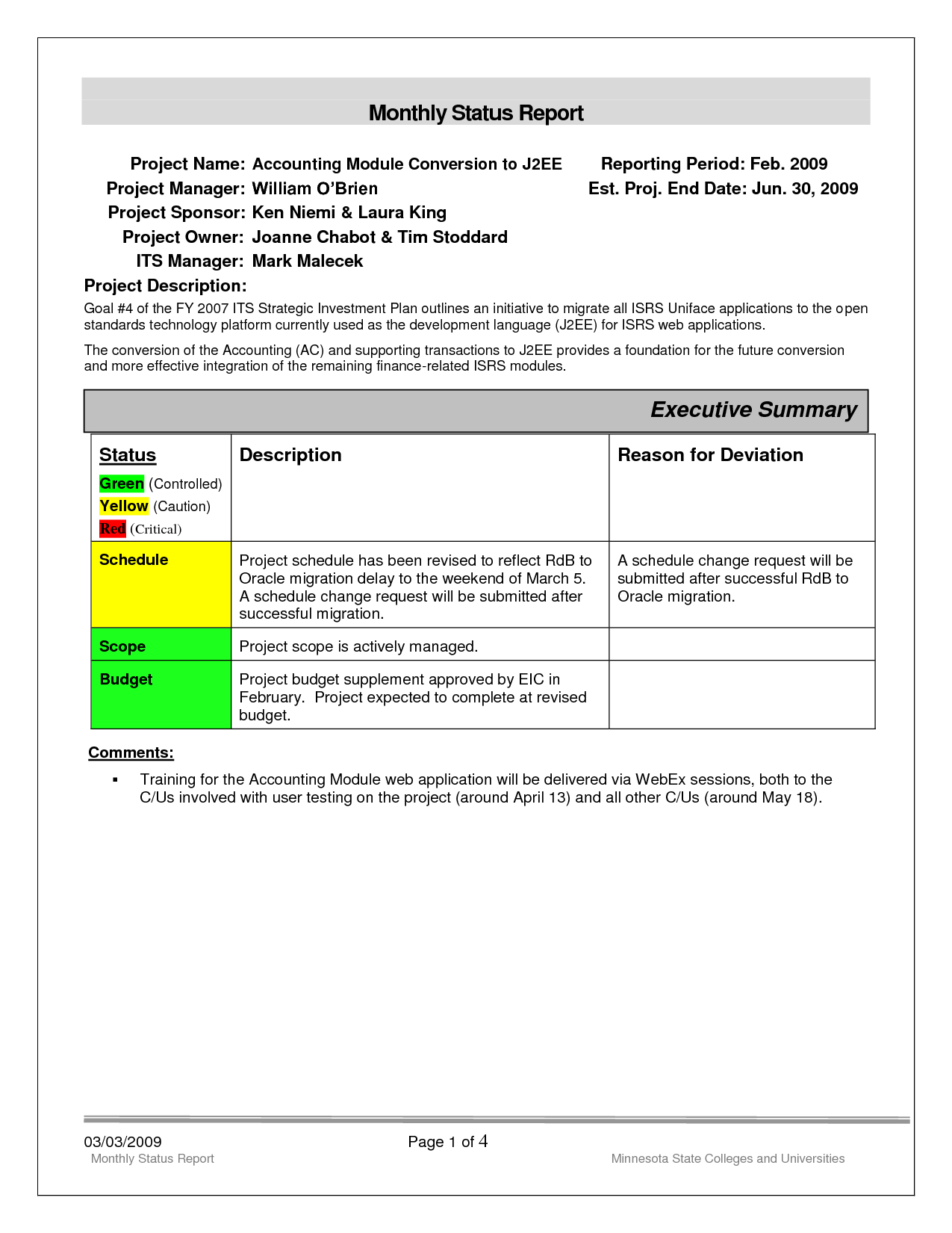 Replacethis] Monthly Status Report Template Format And Intended For Training Report Template Format