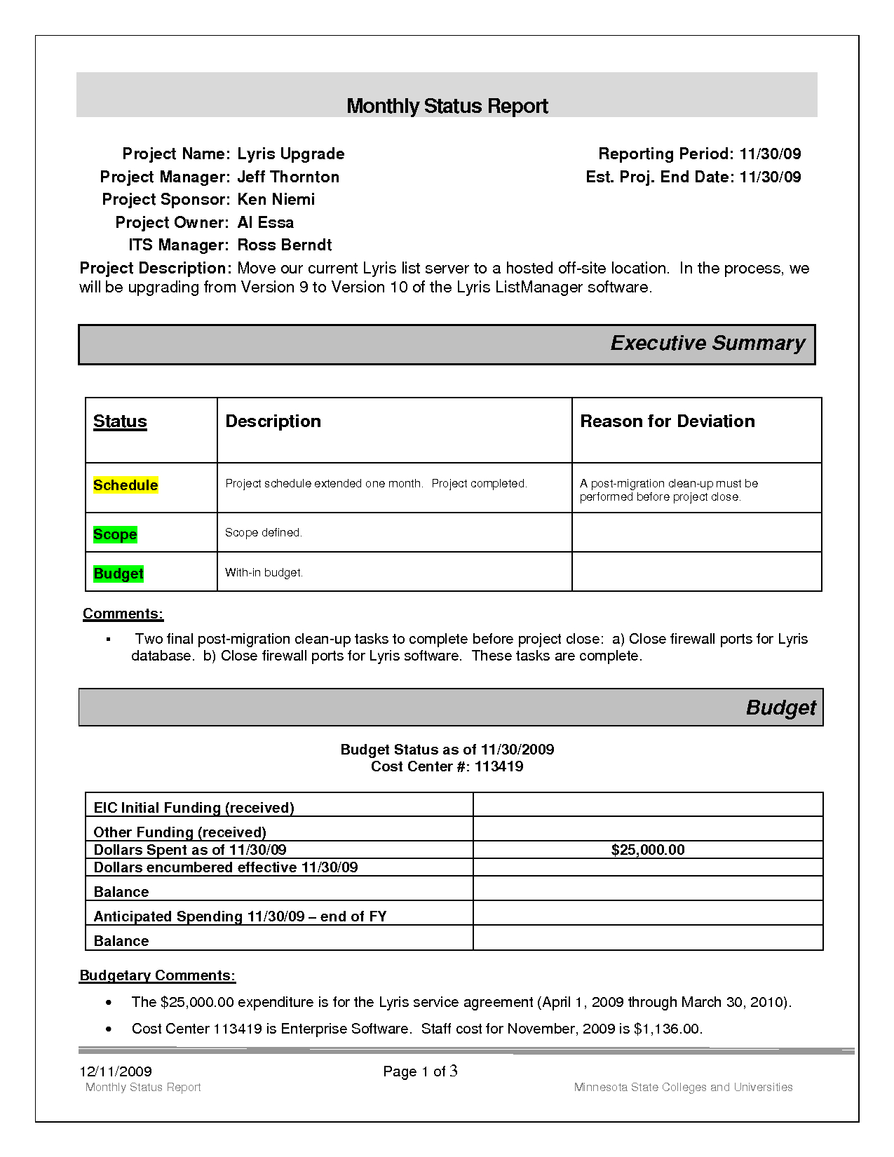 Replacethis] Project Monthly Status Report Template Example Regarding Funding Report Template