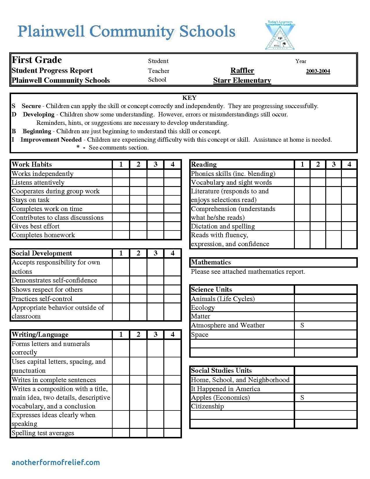 Report Card Template Excel – Barati.ald2014 Throughout Student Grade Report Template