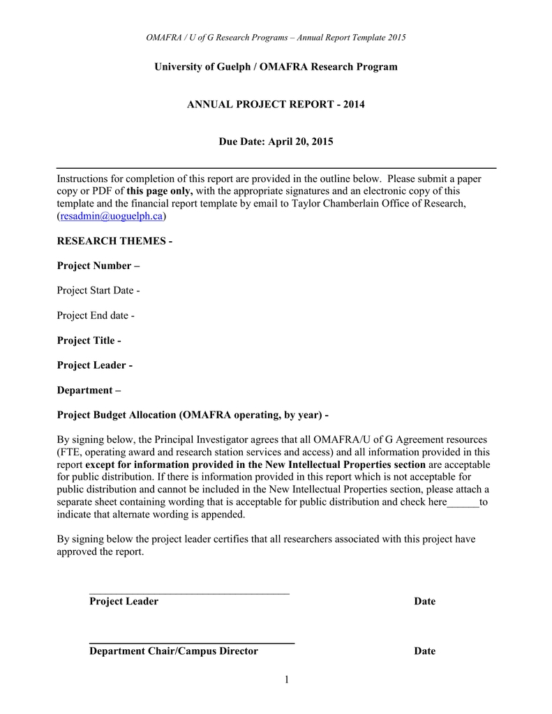 Report Template – University Of Guelph For Research Project Report Template