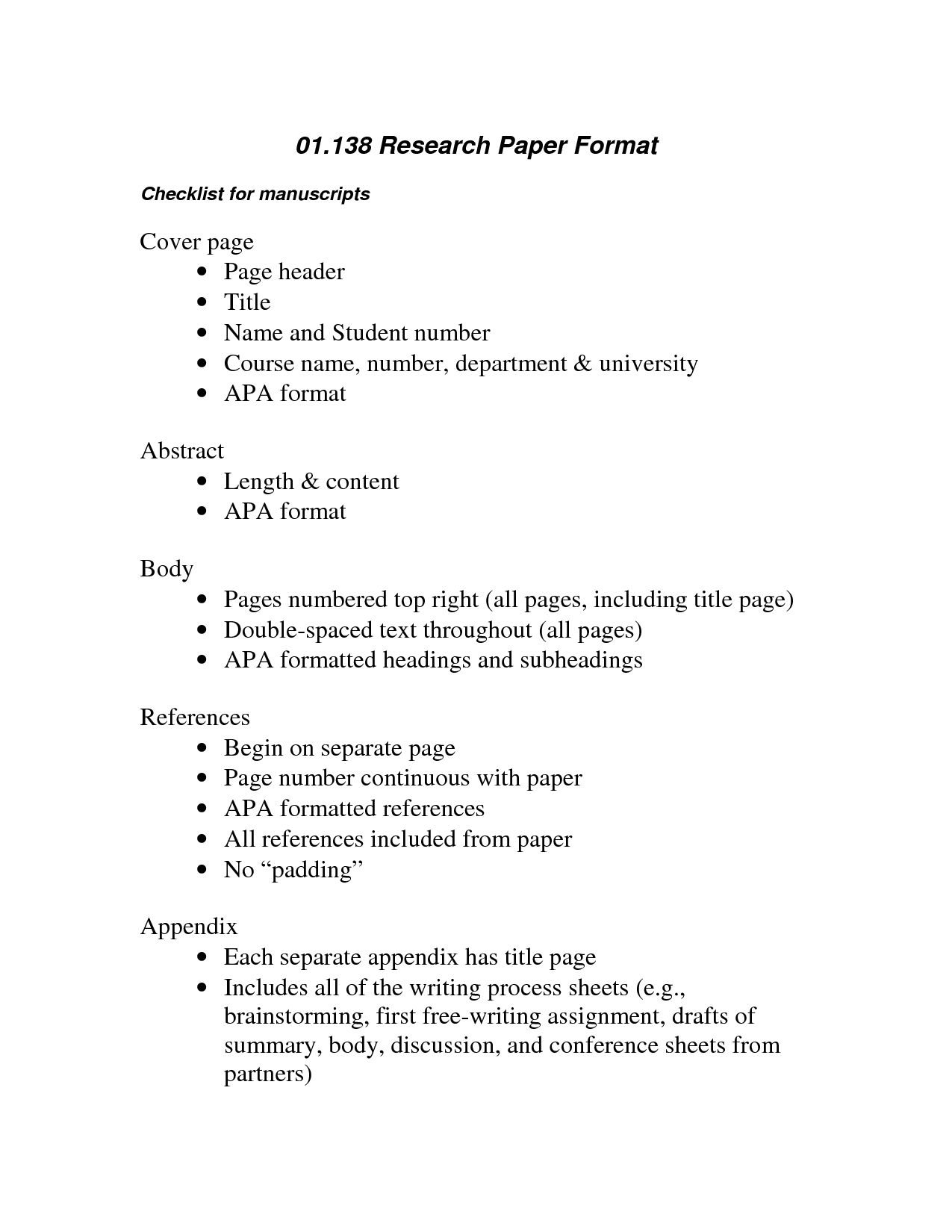 Research Paper Template Apa Format Check List Scope Of Work With Apa Research Paper Template Word 2010