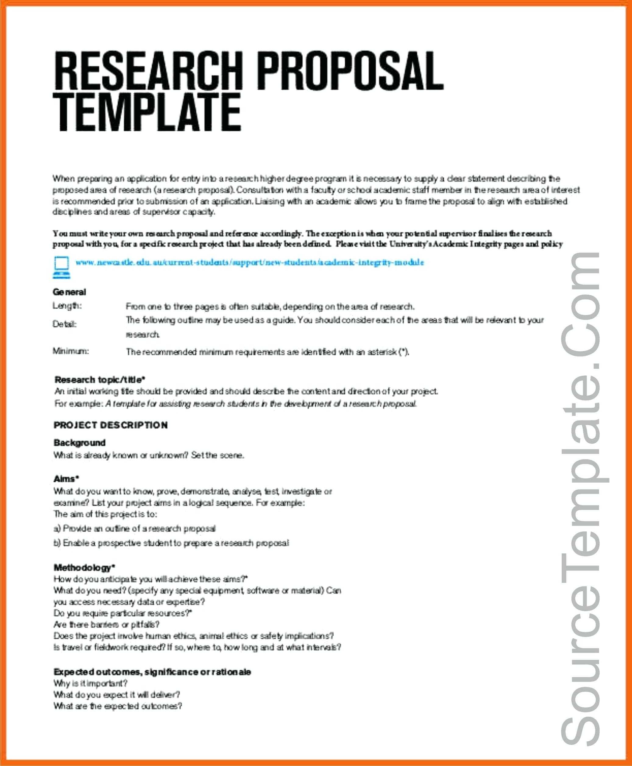 Research Project Proposal Template | Ceolpub With Software Project Proposal Template Word