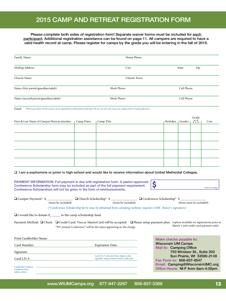 Retreat Registration Form – 2 Free Templates In Pdf, Word Inside Camp Registration Form Template Word