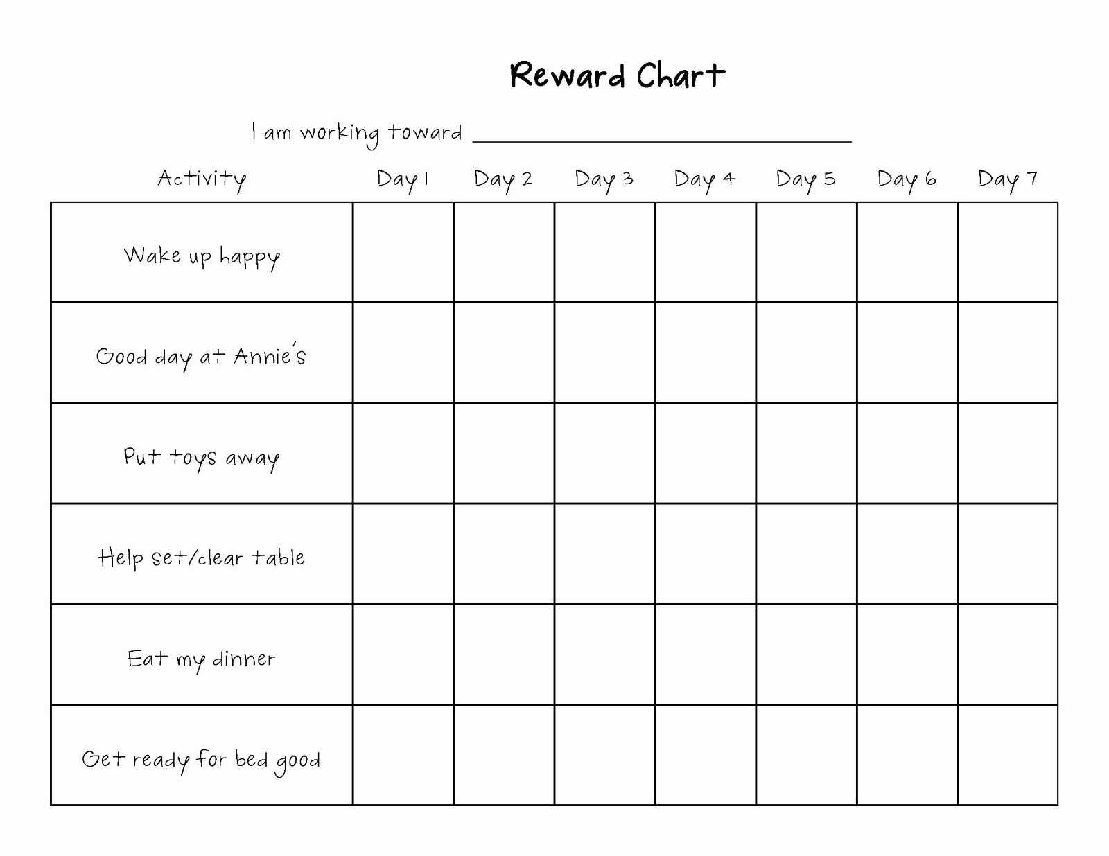 Reward Chart Templates | Printable Shelter Inside Blank Reward Chart Template