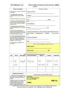 Rma Form Template - Fill Online, Printable, Fillable, Blank pertaining to Rma Report Template