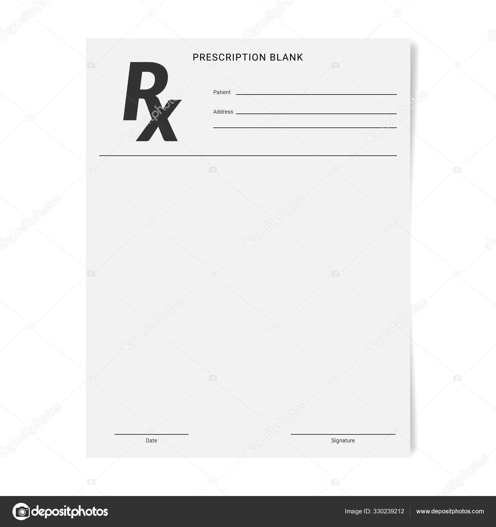 Rx Pad Template. Medical Regular Prescription Form. — Stock With Blank Prescription Pad Template