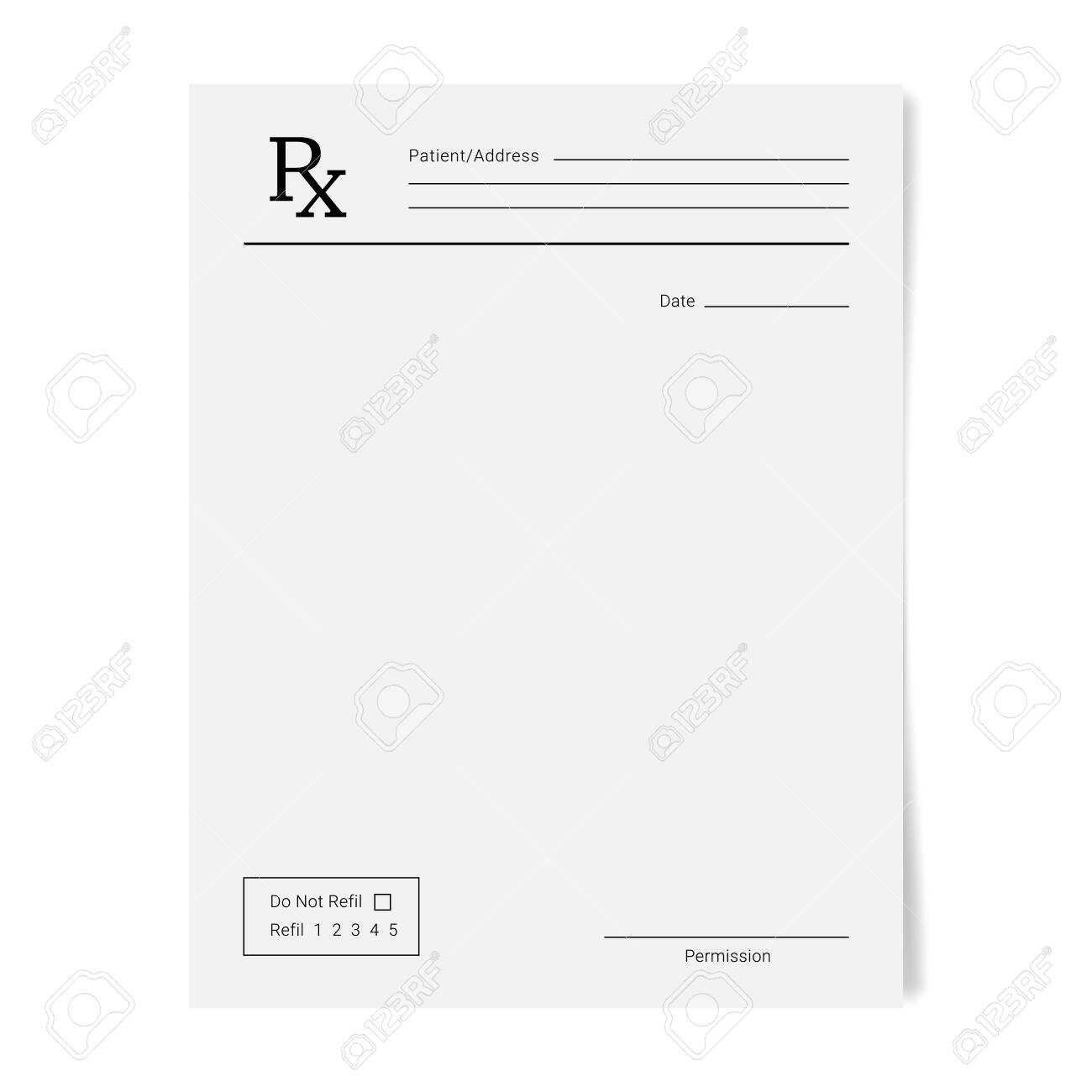 Rx Pad Template. Medical Regular Prescription Form With Blank Prescription Pad Template
